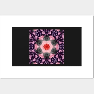 Crystal Hearts and Flowers Valentines Kaleidoscope pattern (Seamless) 43 Posters and Art